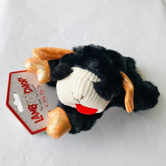 Dog Multipet  Black LAMB CHOP  w  Orange nail  DOG Toys  Squeak  Size : 8 "x 4" - Picture 1 of 3
